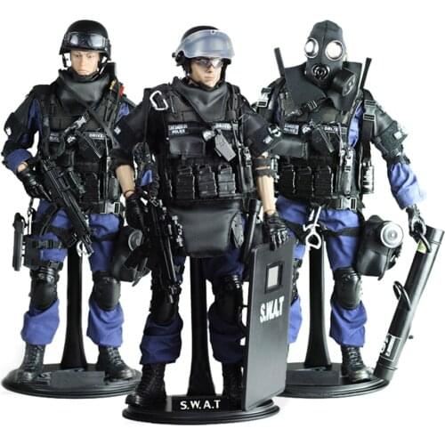 Action Figures 1/6 Scale Police SWAT 12 Inch Flexible Soldiers Model Set with Accessories Model Collection Military Toys