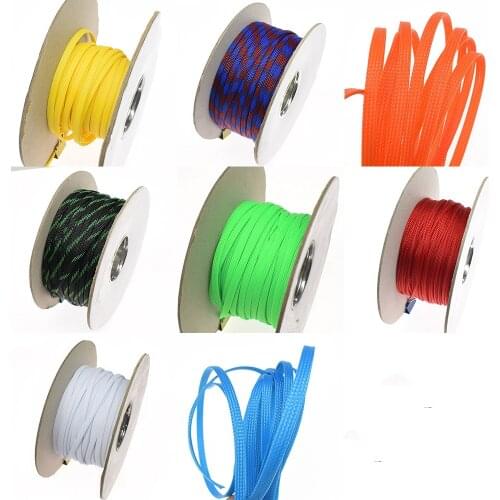 1Meter 3/4/6/8/10/12/14mm Wire Cable Protecting Color PET Nylon Braided Cable Sleeve High Density Wiring Harness Loom Protection