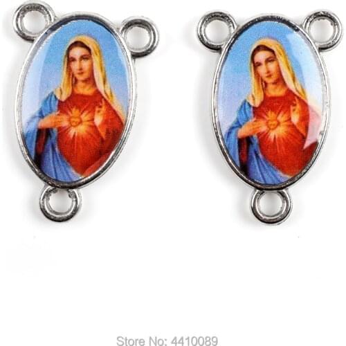 Catholic Rosary Center Accessory 10 PCS Many Color Saint Figures Jeuse Mary Fatima