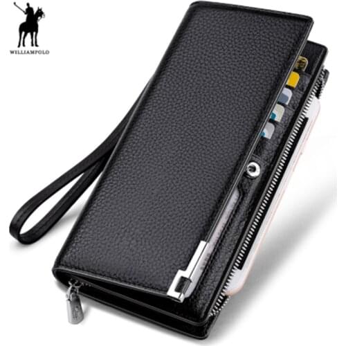 WilliamPOLO Men Wallets Classic Long Style Card Holder Male Purse Quality Zipper Large Capacity Big Brand Luxury Wallet For Men