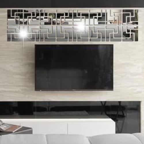 Creative INS stitching geometry DIY childrens room bedroom home TV background wall 3D acrylic Mirror decal wall sticker