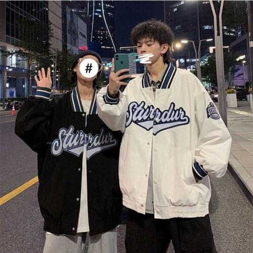 Spring and Summer Color Matching Baseball Jacket Male Couple Ins Trend Student Loose Printed Baseball Uniform Jacket