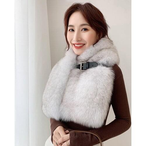 Lantafe Fur Scarf Winter Scarf Widening Thickening Real Fox Scarf Ladies Shawl Belt Buckle Whole Leather Collar Natural Fur