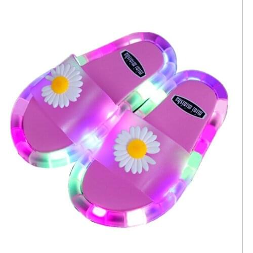 Inner length 15-20cm Summer Luminous Children Slippers Led Flashing Boy Girl Cartoon Kids Todder Baby Indoor Swimming Slipper