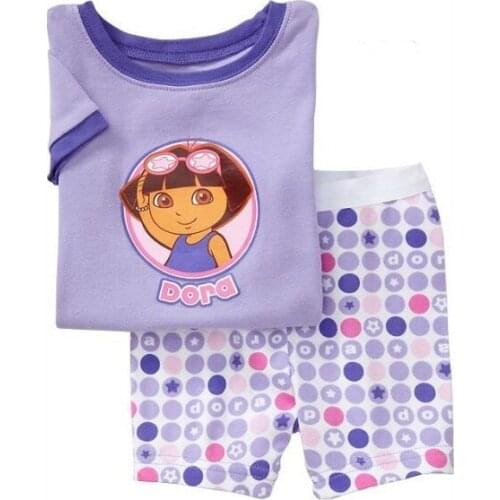 Summer Sports Girl Pajamas Boys Short Sleeve Kids Cotton Pyjamas Nightgrown Baby Sleepwear Childrens Cartoon Pijamas Homewear