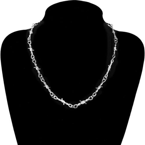 Small Wire Brambles Iron Unisex Choker Necklace Women Hip-hop Gothic Punk Style Barbed Wire Little Thorns Chain Choker Gifts