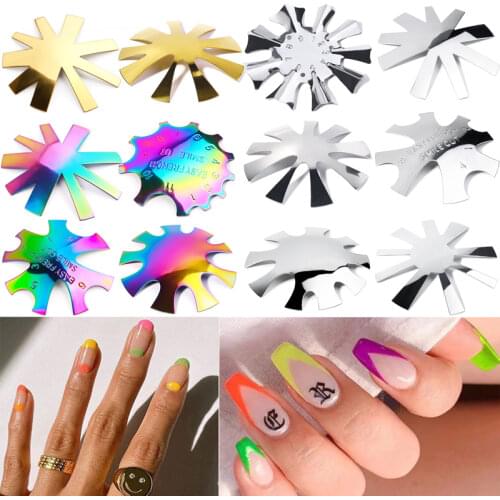 1 Pcs French Nails Templates Metal Trimmer Nail Form Cutter Clipper Stainless Steel Template Nail Decoration Auxiliary Tools Kit