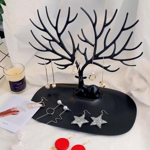 Multi-Functional Plastic Deer Antlers Shape Rings Earring Stand Holder Jewellery Gift Packaging Box Easy to Assemble Bottom Tray