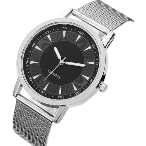 Men Watch 2021 Fashion Classic Round Target Dial Mens Quartz Pointer Scale Watch Business Dress Mesh Steel Bracelet Wristwatch