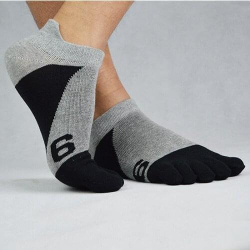 Men Five Toe Cotton Socks Sports Trainer Running Finger Breathable Ankle Socks L