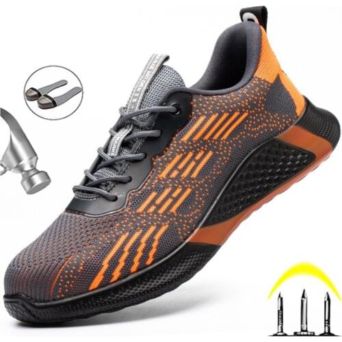 Men Safety Shoes Anti-puncture Work Sneakers Men Boots Indestructible Work Shoes Anti-smash Steel Toe Shoes Security Footwear