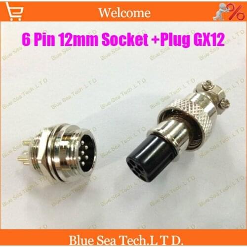 6 Pin 12mm Male & Female Wire Panel Connector kit GX12 Socket+Plug,RS765 Aviation plug interface,circular connector