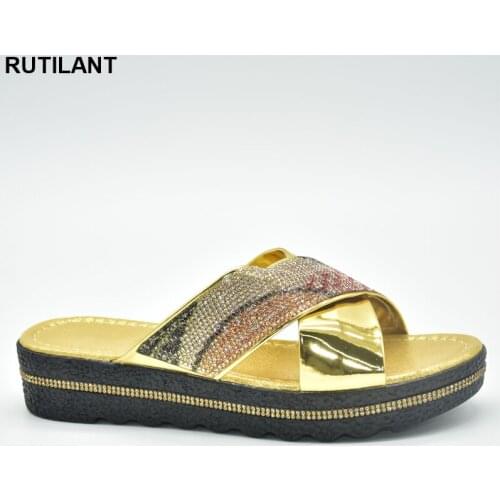 Latest Design African Shoes Decorated with Rhinestone 2021 Fashion Women Open Toe Pumps Plus Size Women Shoes 43 Italian Pumps