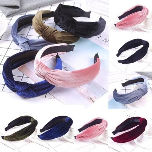 Autumn and Winter New Knotted Velvet Hairbands Wide Band Cloth Headband Women Simple Hair Accessories