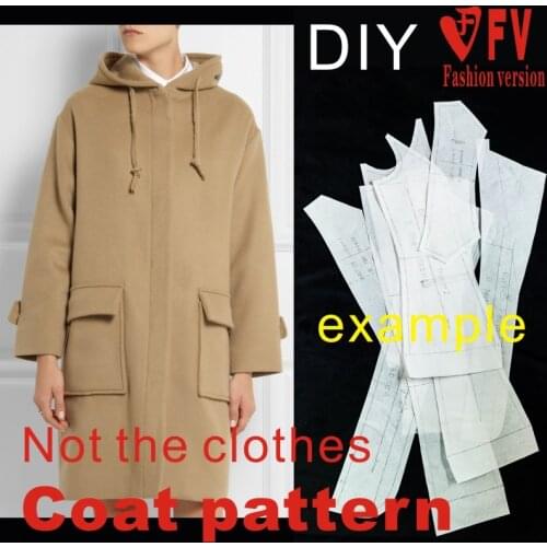 Garment pattern womens long drop-shoulder hooded coat pattern cutting drawing BFY-70