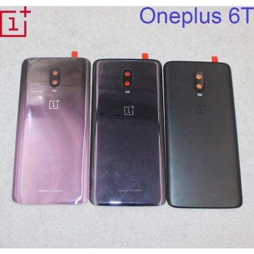 Original 3D Glass For Oneplus 6T Glass Battery Door Case Back Cover Rear Phone Housing Case Repair Parts +Camera Lens Frame+Logo