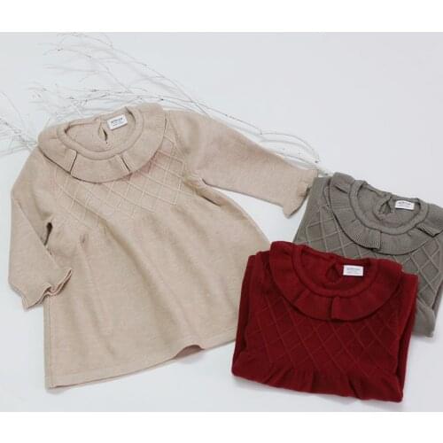 0-4Yrs Autumn Winter Kids Dresses For Girls Dresses Kids Girl Dress Long Sleeve Keep Warm Knitting Dress