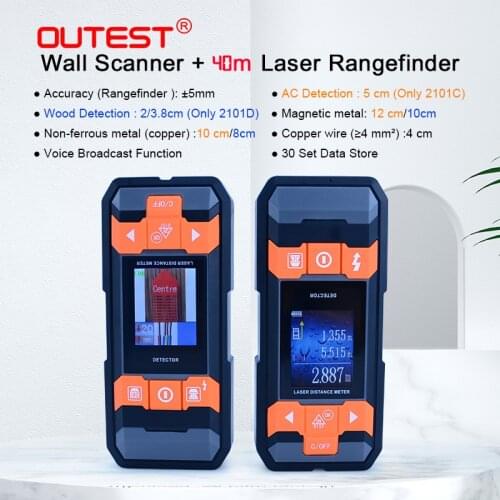 OUTEST Metal /Wiring/Wall Detector Cable Professional AC Voltage Copper Wood Detect Wall Scanners Laser Rangefinder
