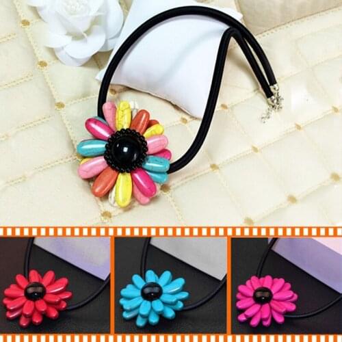 Cute Bohemian Flower Statement Necklaces For Women Fashion Boho Stone Beads Flowers Choker Necklaces Female Jewelry Party Gift