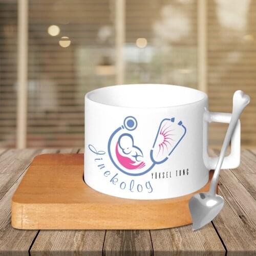 Personalized Professional Gynaecologist Wood Altlıklı Ceramic Cup-2