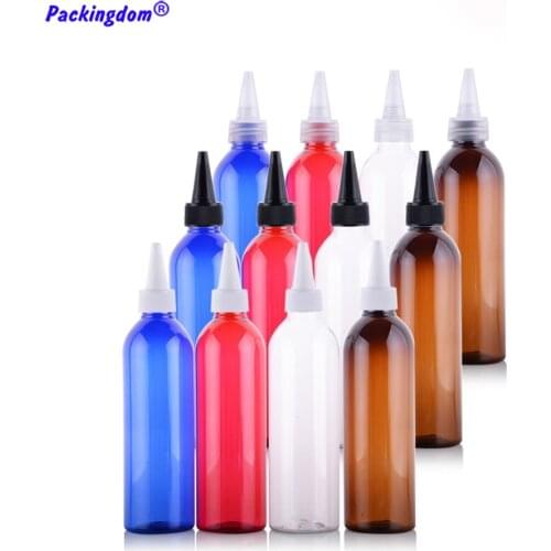 10pcs Plastic Spun Bottle Empty Lotion Emulsion Dispenser Needle Tip Bottles Round Tube Red Cosmetic Container for Travel 250ml