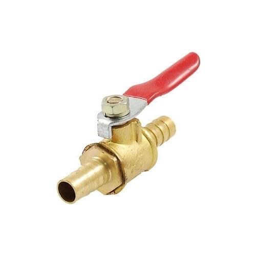 Full Port 3/10" Hose Tail Red Silver Tone Lever Handle Ball Valve