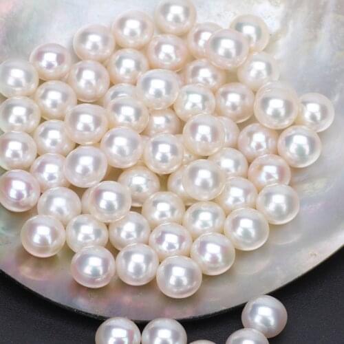 Half Hole Freshwater Pearl 3A quality Flawless Loose Round Pearl 3-3.5mm 3.5-4mm for Jewelry Making