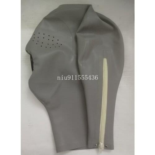 Sexy Lingerie Design Sexy Grey Handmade Latex Hoods with Small holes Eyes & Mouth Condom for Men