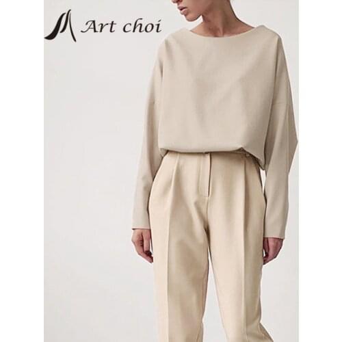 Spring Autumn Two Piece Set Casual Outfit Suits Women T Shirt Long Blouse Tops Trousers Pants Work Office Ladies 2 Piece Sets