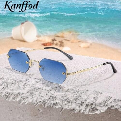 Kanffod Polygon Rimless Sunglasses Women Men Luxury Brand Design Male Glasses Square Frameless Eyewear Outside Travel UV400