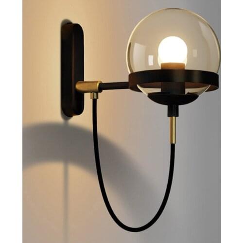 Modern Wall Light Glass Ball LED E27 Wall Lamp for Living Room Bedroom Decor Stair Corridor Lighting Fixture 110-220V