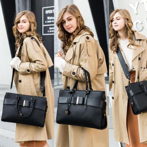 European and American Style Document Notebook Totes Laptop Shoulder Messenger Bag Multifunctional Business & Leisure Bags Black