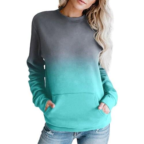 Hoodie Womens Casual Solid Long Sleeve Hoodie Sweatshirt Hooded Pullover Tops harajuku hoodie sudadera Tie-Dye Printed Gradient