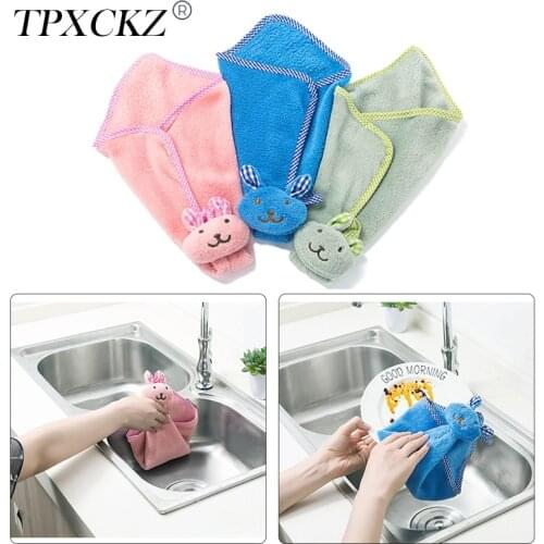 TPXCKz Hanging Towel Coral Fleece Kitchen Super Absorbent Hand Wipes Hand Towels Bathroom Hanging Towel Kitchen Dishcloth