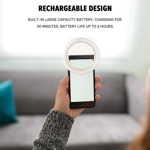 Universal Led Mobile Phone Selfie Ring Light Rechargeable Beauty Light ClipOn Lamps Girl Night Darkness Beauty Light Enhence