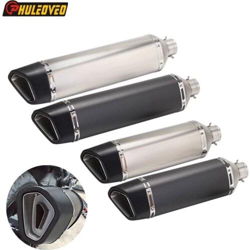 Inlet 51mm L:570mm/470mm Motorcycle Exhaust Muffler Escape with DB Killer Carbon Fiber Exhaust SV650 NINJA650 R25 RC390 DUKE690