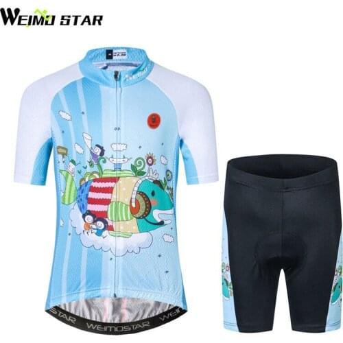 Weimostar 2018 Summer Children Cycling Jersey Set Gel Pad Breathable Kids Cycling Clothing Short Sleeve MTB Bicycle Bike Jersey