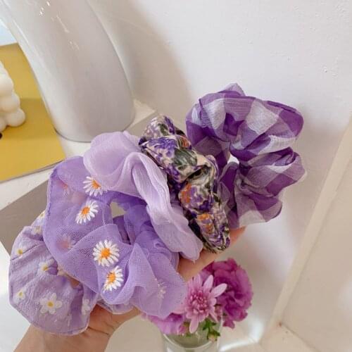 2020 Purple Daisy Flower Women Girl Elastic Hair Rubber Bands Accessories Scrunchies Headwear Hair Tie Ring Rope Holder Headband