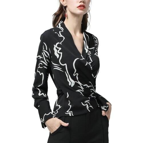 Women Spring Summer Style Chiffon Blouses Shirts Lady Casual Long Sleeve Solid Color V-Neck Wrap Chiffon Blusas Tops RR0061