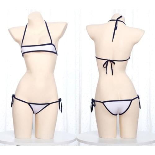 Women Hot Sexy Bra Halter Neck Micro Bikini Three Point Strappy Lingerie Set Cosplay Sissy Open Mini Cup Bra Top Underwear