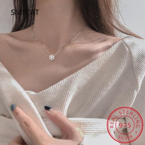 925 Sterling Silver Shiny AAA Zircon Necklace Pendant Girls Wedding Party Birthday Present Choker Fine Jewelry