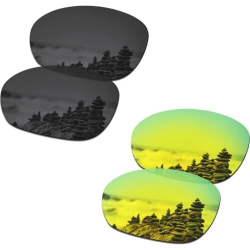 SmartVLT 2 Pairs Polarized Sunglasses Replacement Lenses for Oakley Pulse Stealth Black and 24K Gold