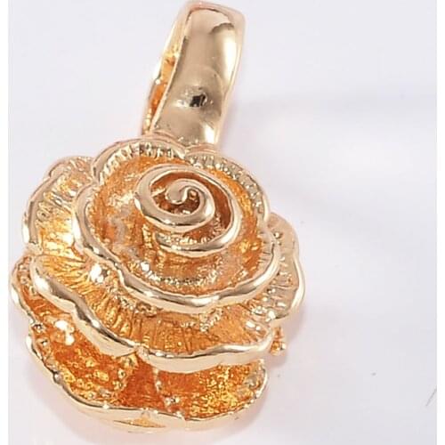 20pcs DIY charm 11*20 mm beautiful roses shape pendants jewelry clasp driving accessories gold rose clip accessories