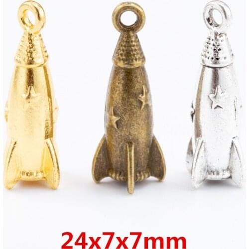 25 pieces of retro metal zinc alloy rocket pendant for DIY handmade jewelry necklace making 7025