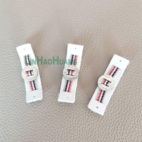 30pcs/lot white PU leather label with gold metal alloy logo clothing label for jeans/jacket free shipping LEATH-2017122801