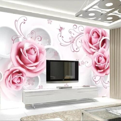 Beibehang Custom wallpaper 3D solid wall murals rose flower rattan circle TV background wall living room bedroom 3d wallpaper