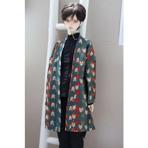 BJD doll clothes suitable for 1/3 1/4 size Uncle size malachite green design imitation silk belt cardigan doll accessories