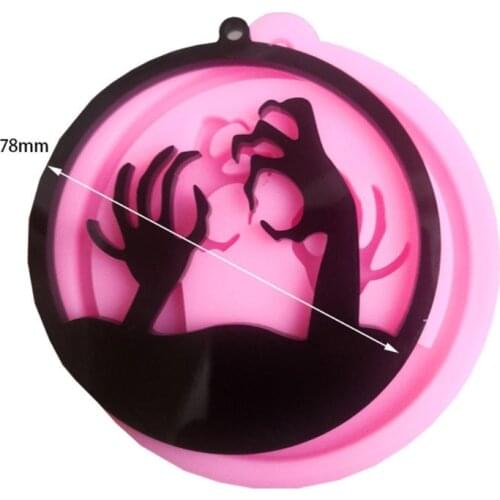 Shiny Glossy Silicone Resin Molds Halloween Witch Keychain Mold DIY Keychain Pendant Jewelry Epoxy Resin Crafting Molds