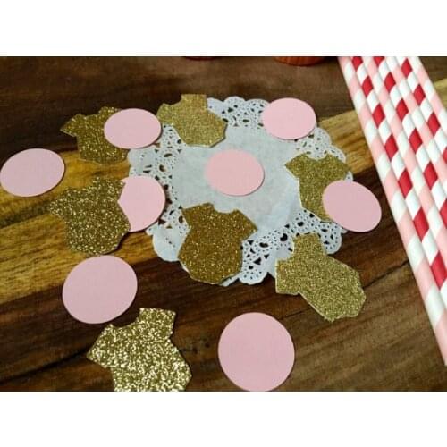 Glitter Pink and Gold Onesie Confettis birthday wedding baby bridal shower table book Scrapbooking Embellishment cards