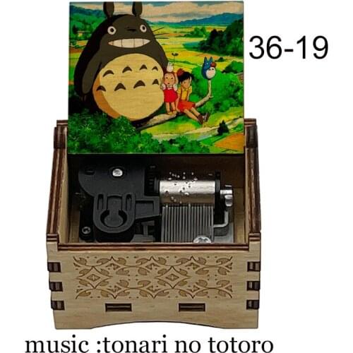 Wooden cute tonari no totoro My Neighbor Totoro color print Music Box mechanical kid toys Birthday Gift girls boy Christmas Gift